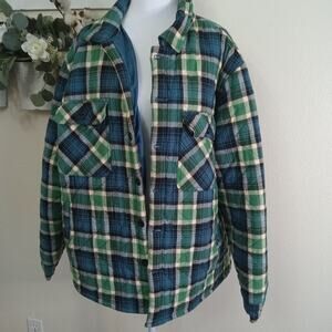 Vintage GOTCHA Trucker Flannel Quilted JACKET Mens XL Green Shacket Chore Barn